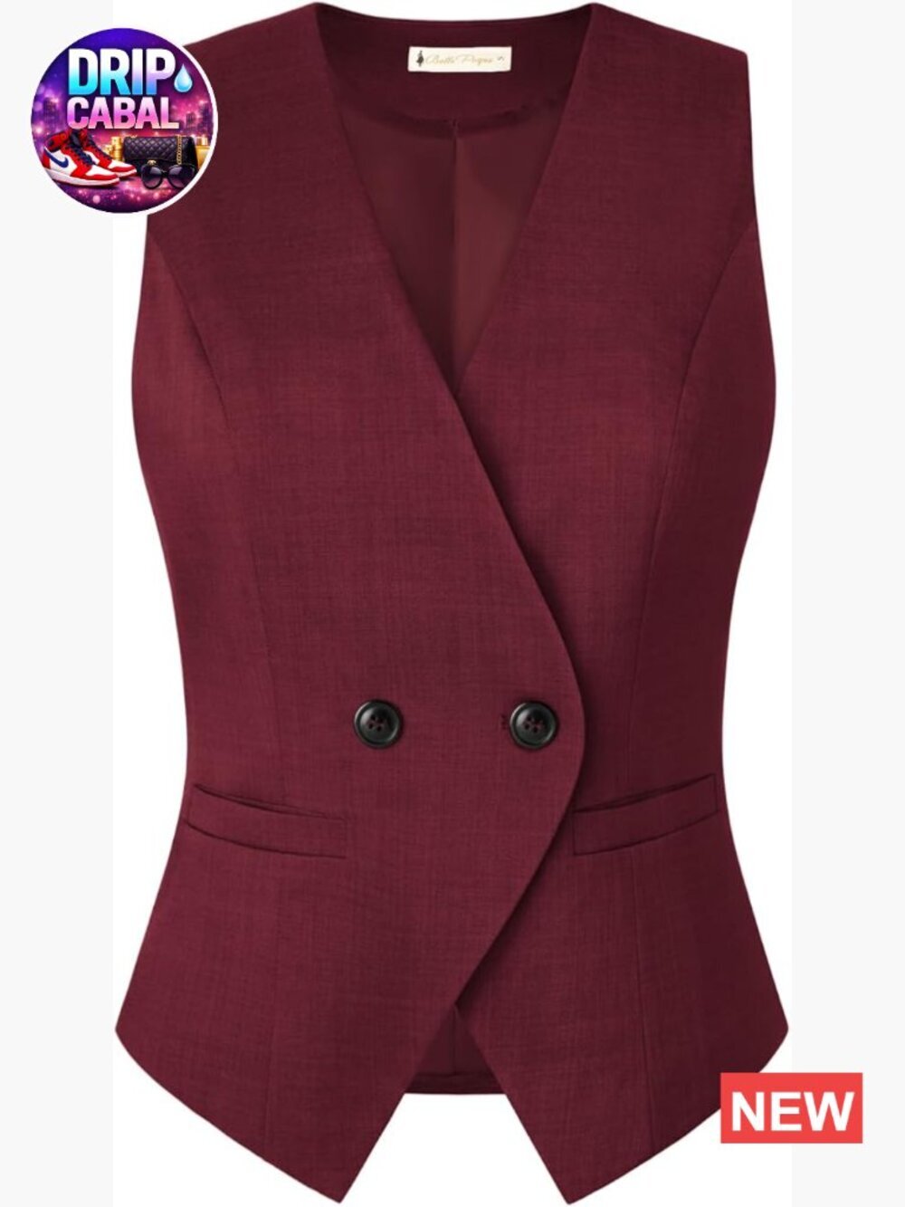 Sleeveless V-Neck Button Vest Top with Pockets Dressy Lightweight Waistcoat